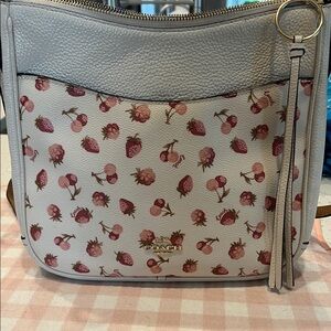 Coach Gray and Pink Floral Crossbody Bag